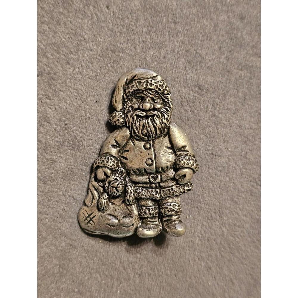Silver Tone Santa Brooch